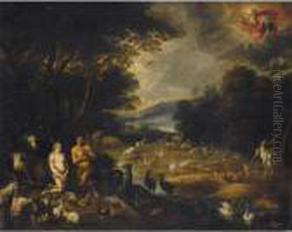 Original Sin With The Expulsion From Eden Oil Painting by Willem Van Herp