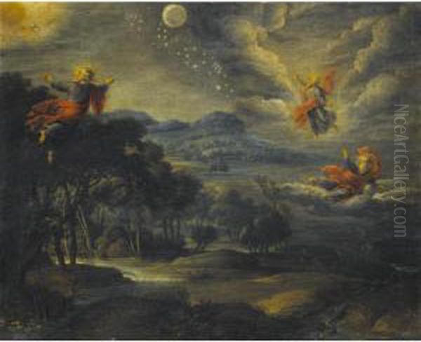 Creation Of Heaven Earth And Water Oil Painting by Willem Van Herp