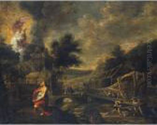 Construction Of The Ark Oil Painting by Willem Van Herp