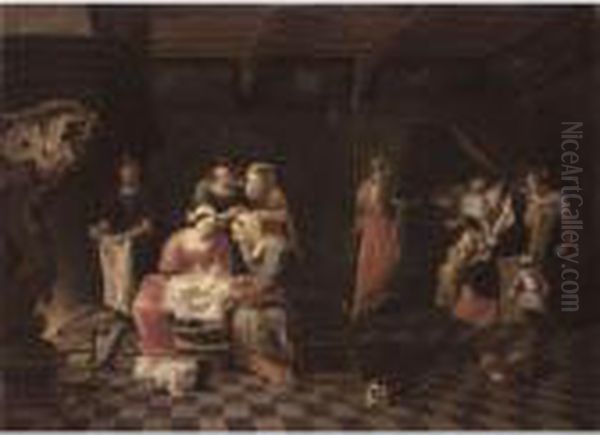 The Birth Of The Virgin Oil Painting by Willem Van Herp