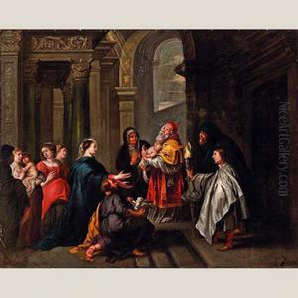 Presentacion En El Templo Oil Painting by Willem Van Herp