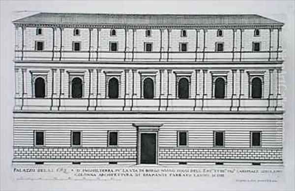 Palazzo of the Kings of England in the Borgo Nuovo Rome Oil Painting by Pietro or Falda, G.B. Ferrerio