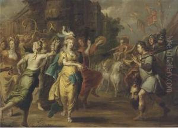 The Triumph Of David Oil Painting by Willem Van Herp