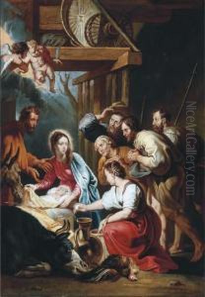 The Adoration Of The Shepherds Oil Painting by Willem Van Herp