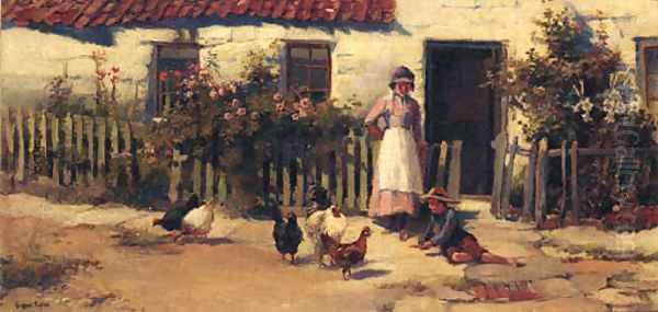 Outside the Cottage Door Oil Painting by William Gilbert Foster