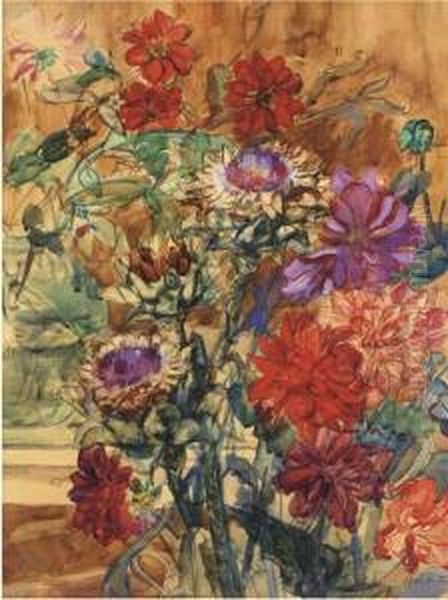 Summer Flowers Oil Painting by Barbara Elisabeth Van Houten