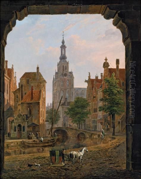 Hollandische Stadtansicht Oil Painting by Bartholomeus J. Van Hove