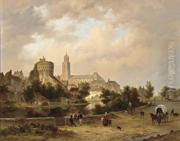 Deventer Oil Painting by Bartholomeus J. Van Hove