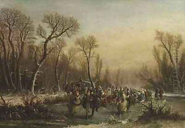 Skating in the Forest Oil Painting by Edmond Fercy Duchesne