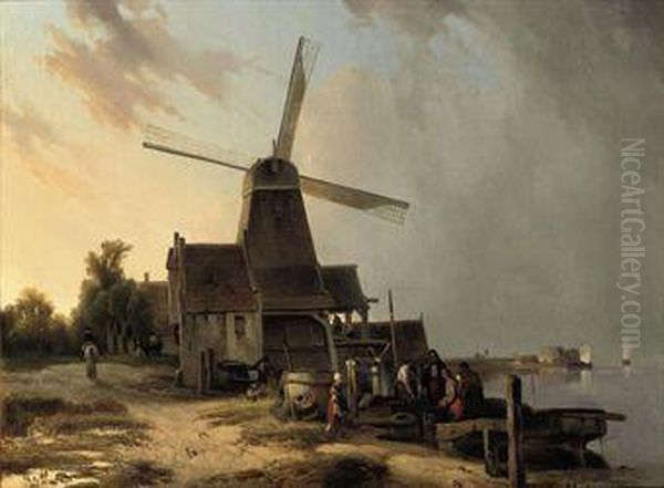 Unloading The Catch Oil Painting by Hubertus, Huib Van Hove