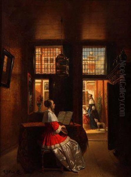 Musical Interlude Oil Painting by Hubertus, Huib Van Hove