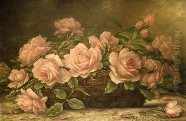 Corbeille De Roses Oil Painting by Hubertus, Huib Van Hove