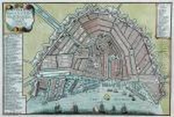 A Map Of Amsterdam Oil Painting by Hubertus, Huib Van Hove