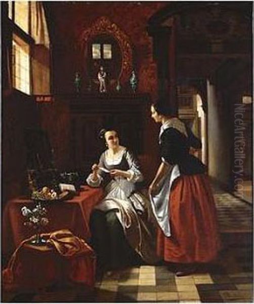 The Letter Oil Painting by Hubertus, Huib Van Hove