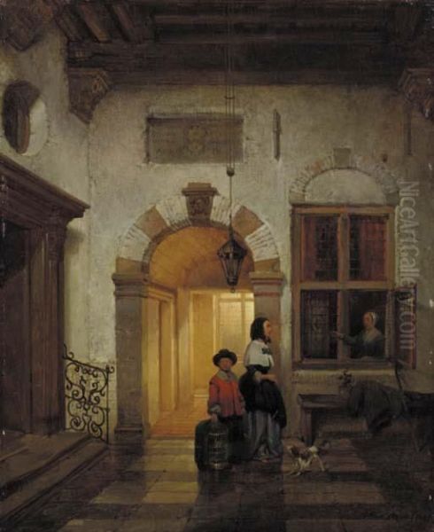 Bringing Over The Little Visitor Oil Painting by Hubertus, Huib Van Hove