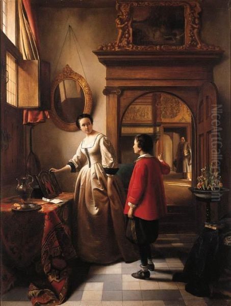 The Guest's Arrival Oil Painting by Hubertus, Huib Van Hove