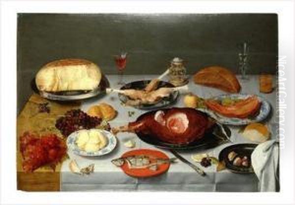 Nature Morte Au Dejeuner Gras Oil Painting by Jacob van Hulsdonck