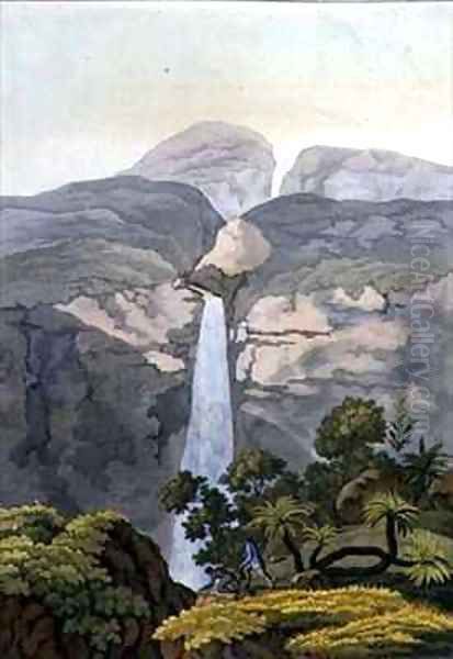 River Vinagre Waterfall near the Puraci Volcano Nova Granada Brazil Oil Painting by Gerolamo Fumagalli