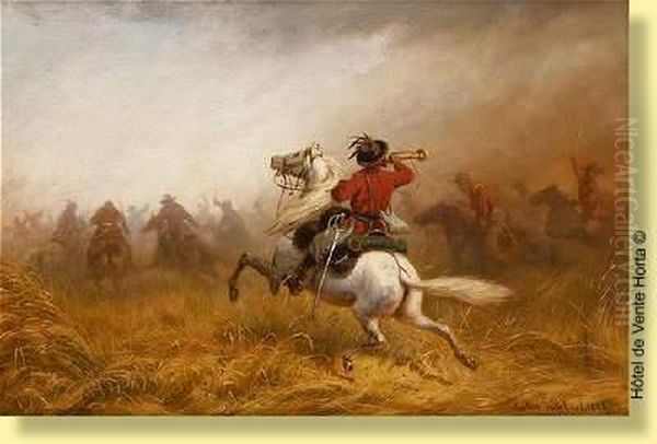 Charge De Cavalerie Oil Painting by Jules Van Imschoot