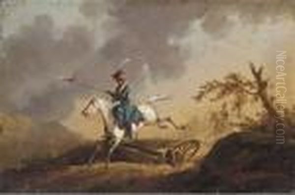 Leading The Charge; And Another Similar Oil Painting by Jules Van Imschoot