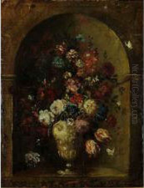 Bouquet De Fleurs Dans Une Niche Oil Painting by Jan van Kessel