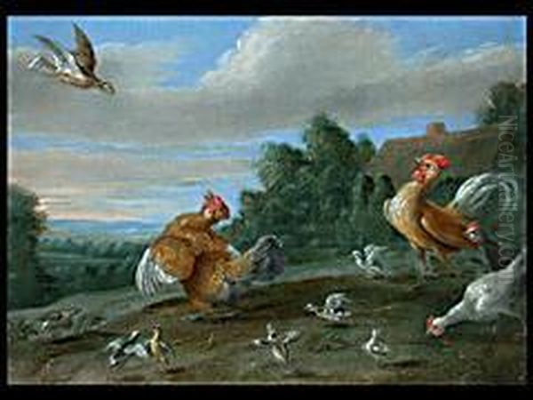 Federvieh Und Der Bussard Oil Painting by Jan van Kessel