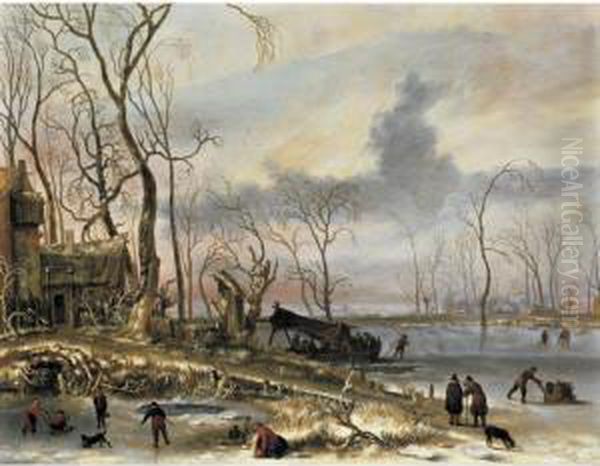 A Winter Scene Oil Painting by Jan van Kessel