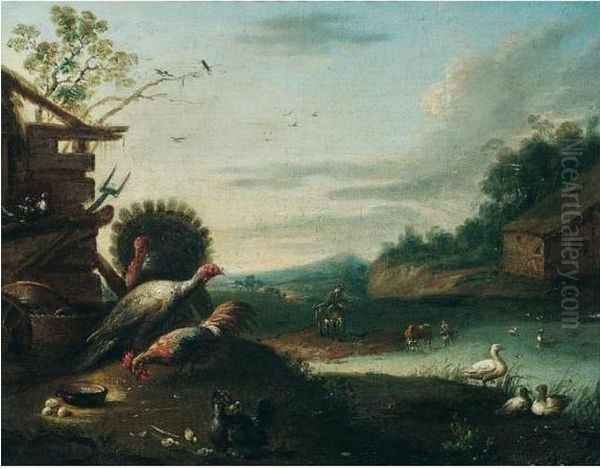 A Farmyard Scene With Poultry by Jan van Kessel