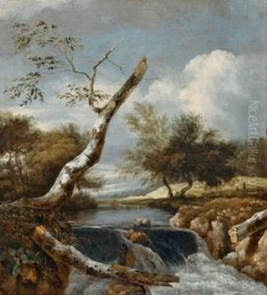 Landschaft Mit Abgebrochenem Baum Und Wasserfall Oil Painting by Jan van Kessel