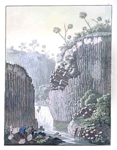 Explorers with Humboldts Expedition in the Basalt Cliffs at Regla Mexico Oil Painting by Gerolamo Fumagalli