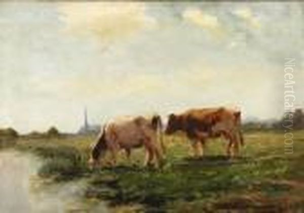 Cows Oil Painting by Fedor Van Kregten