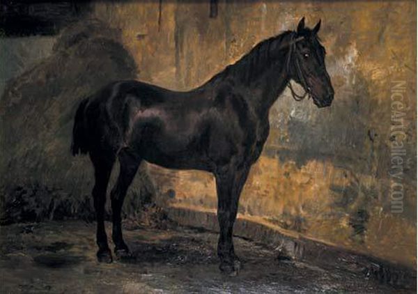 Cheval A L'ecurie Oil Painting by Jean Louis van Kuyck