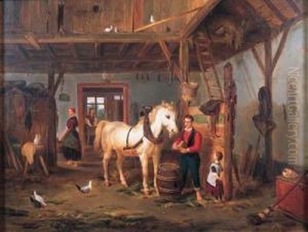 Stable Companions Oil Painting by Jean Louis van Kuyck