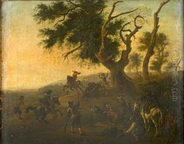 The Boar Hunt Oil Painting by Pieter Van Laer (BAMBOCCIO)