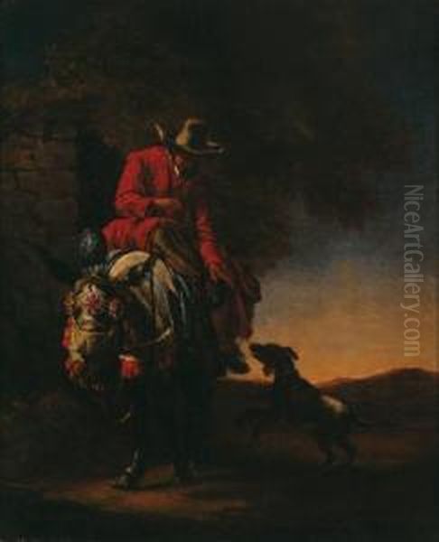 Un Uomo A Cavallo Di Un Mulo Oil Painting by Pieter Van Laer (BAMBOCCIO)