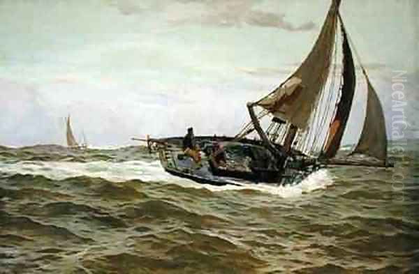 A Fishing Boat in a Stiff Breeze Oil Painting by John Fraser