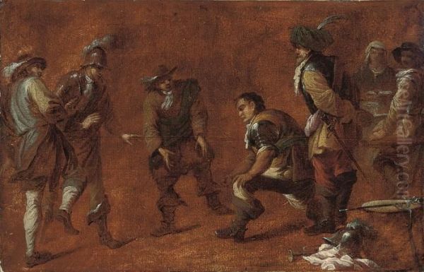 Guardsmen Playing Boules Oil Painting by Pieter Van Laer (BAMBOCCIO)