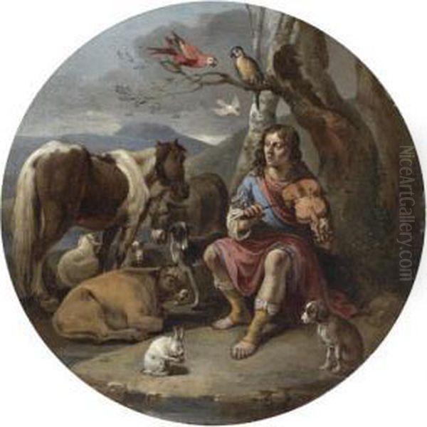 Orpheus Charming The Animals Oil Painting by Pieter Van Laer (BAMBOCCIO)