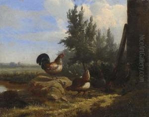 Huhner. Oil Painting by Jean-Baptiste Van Leemputten