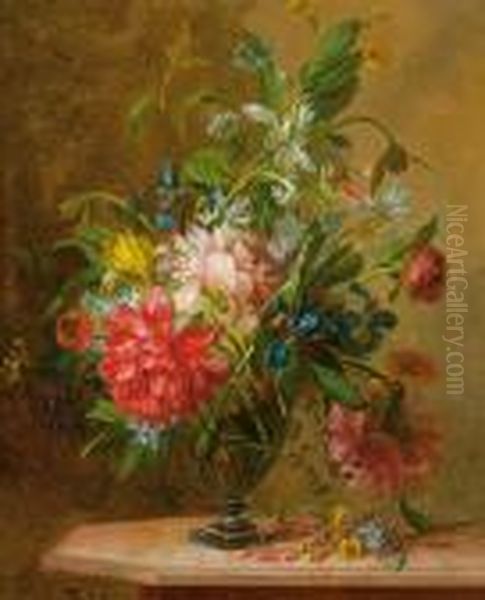 Still Life Of Flowers Oil Painting by Willem van Leen