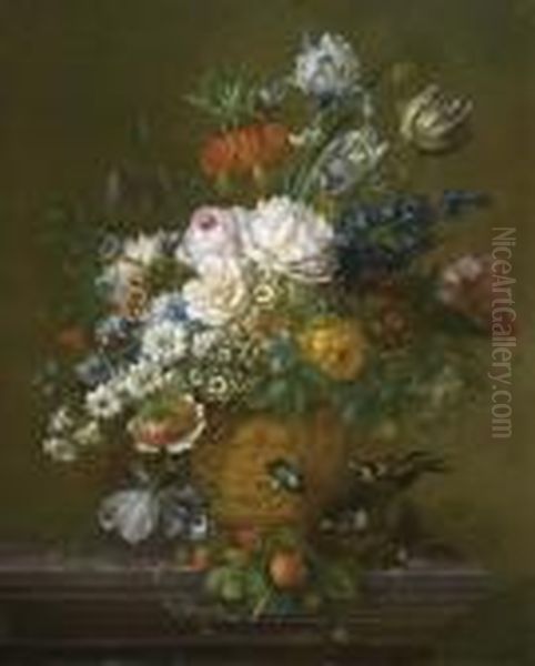 Floral Still Life. Oil Painting by Willem van Leen