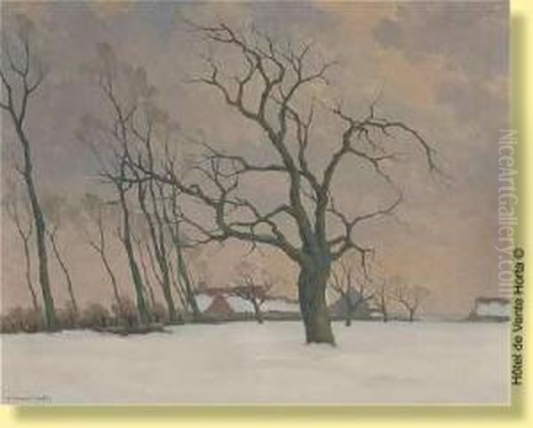 Hiver A Lisseweghe Oil Painting by Karel Van Lerberghe