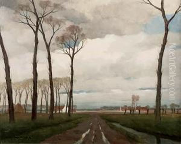 Landscape Oil Painting by Karel Van Lerberghe