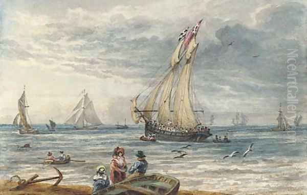 The schooner Waterwitch off Hastings Oil Painting by Thales Fielding