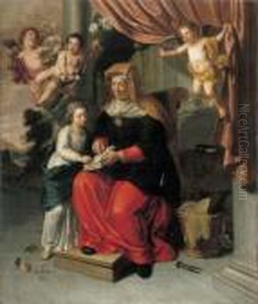 The Education Of The Virgin Oil Painting by Pieter van Lint