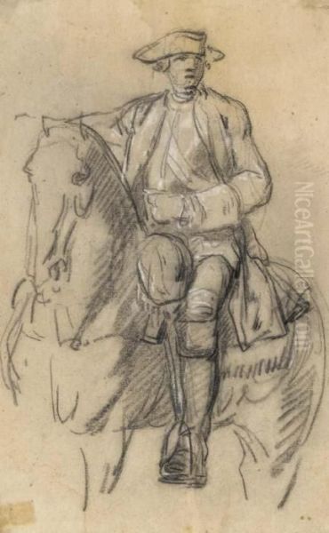 Study Of A Man On A Horse Oil Painting by Charles-Amedee-Philippe van Loo