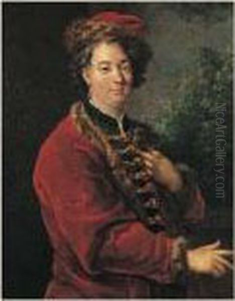 Portrait D'homme A La Veste Rouge Oil Painting by Charles-Amedee-Philippe van Loo