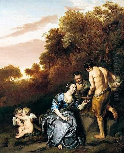 Nymph And Satyrs Oil Painting by Jacob van Loo