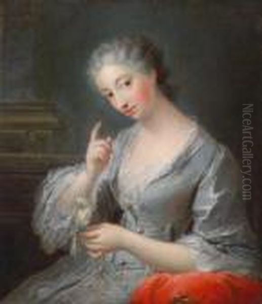 Portrat Der Jeanne-agnes Berthelot De Pleneuf Oil Painting by Jean Baptiste van Loo