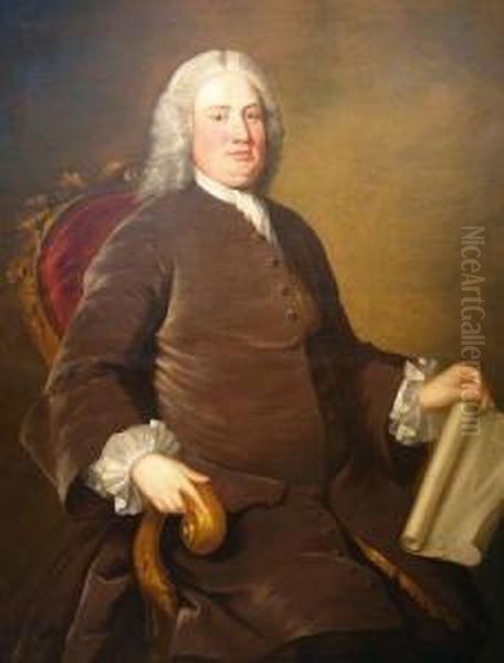 Portrait Of A Gentleman Holding A Scroll Oil Painting by Jean Baptiste van Loo